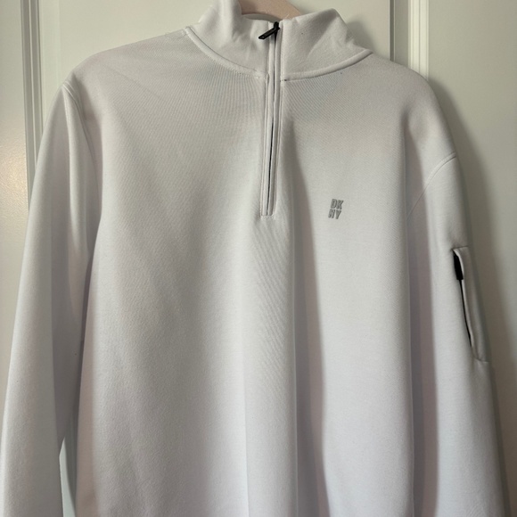 Dkny Shirt Men's Pullover Sweatshirt - 1/4 Zip - White Sz. Large - Picture 2 of 7